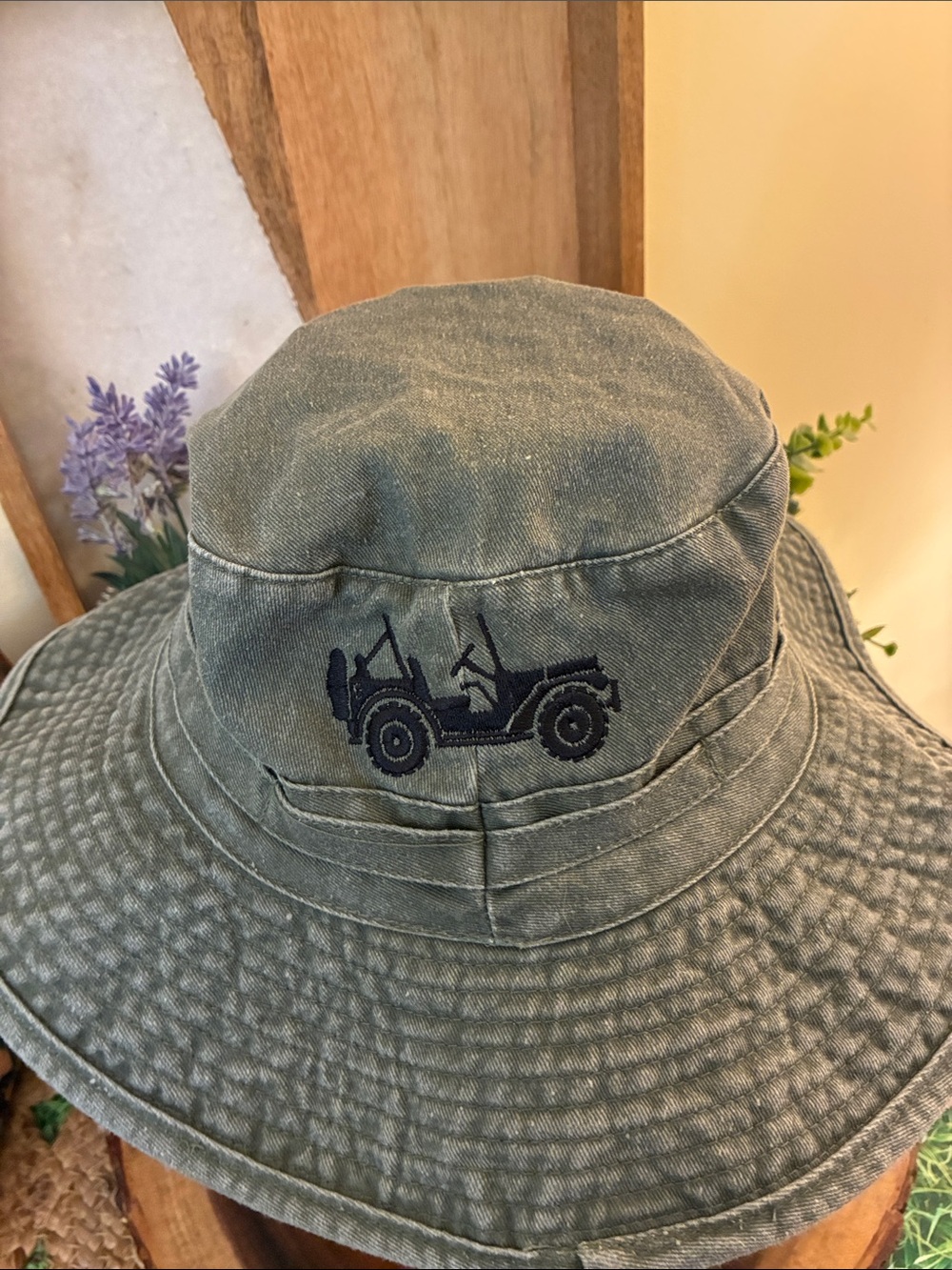 Jeep Olive Green Boonie Hat with Chin Cord